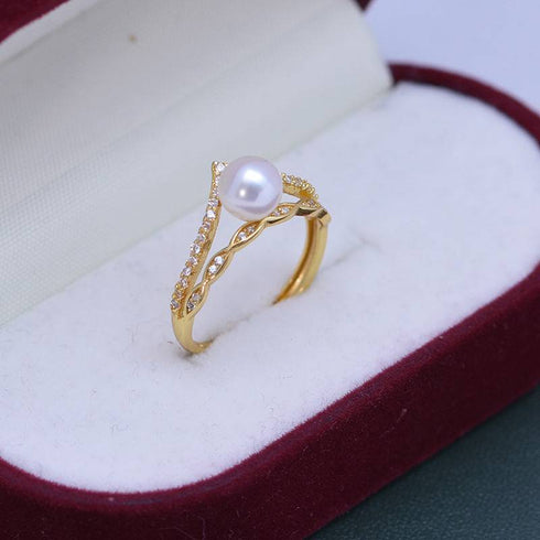 Crown Zirconia Pearl Ring - 18K Gold Vermeil / S925 Silver